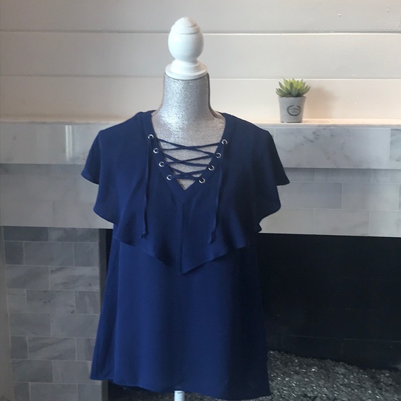 Michael Kors Royal Blue Grommeted Top S NWT - Picture 1 of 7